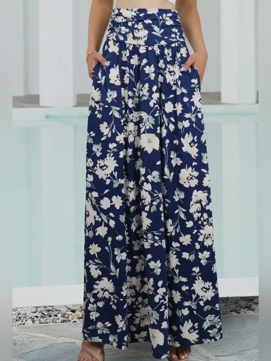 Dresses & Skirts - Navy Floral Maxi Skirt with Pockets